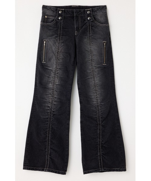 LAGUA GEM（ラグアジェム）の「FRONT GATHER デニム（デニムパンツ・レディース・ブラック/ブルー・22inch/23inch/24inch/25inch/26inch）」の6枚目の写真