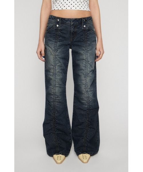 LAGUA GEM（ラグアジェム）の「FRONT GATHER デニム（デニムパンツ・レディース・ブラック/ブルー・22inch/23inch/24inch/25inch/26inch）」の7枚目の写真