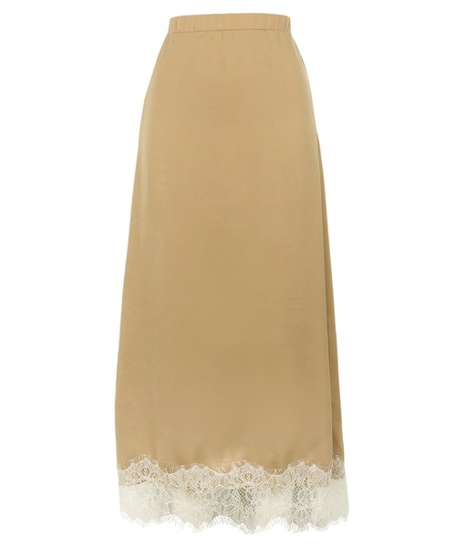 KOBE LETTUCE（コウベレタス）の「選べる2タイプミディorロング裾レースサテンスカート（スカート・レディース・ブラック/ベージュ/サックスブルー/ミント・LONG/MEDIUM）」の21枚目の写真