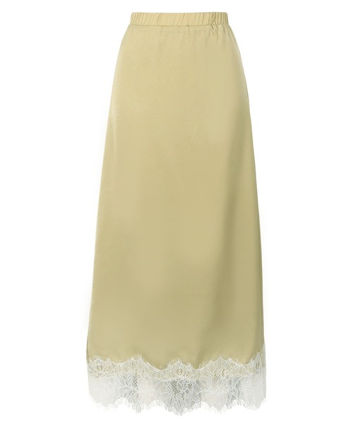 KOBE LETTUCE（コウベレタス）の「選べる2タイプミディorロング裾レースサテンスカート（スカート・レディース・ブラック/ベージュ/サックスブルー/ミント・LONG/MEDIUM）」の22枚目の写真