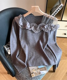 CHUL（チュル）の「シアーフリル切替オフショル風ニットトップス（ニット/セーター）」