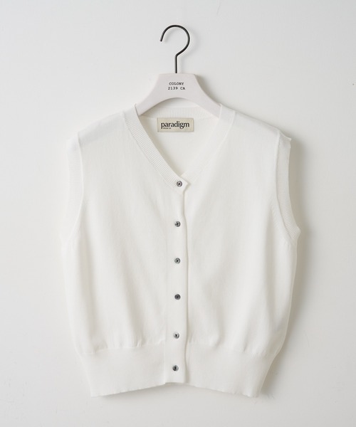 paradigm（パラダイム）の「【paradigm】コットンモダールコンパクトベスト（カーディガン/ボレロ・レディース・ホワイト/ライトグレー/ブラック/チャコールグレー・SMALL/MEDIUM）」の2枚目の写真