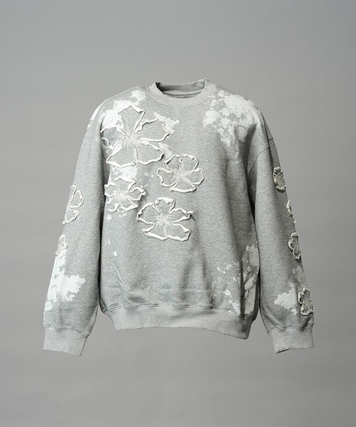 UNISEX》Flower Patch Prime-Over Crew Neck Sweatshirt/フラワー