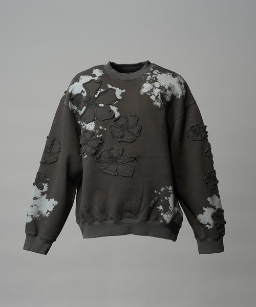 UNISEX》Flower Patch Prime-Over Crew Neck Sweatshirt/フラワー