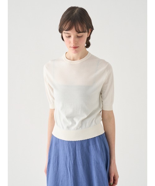 JOHN SMEDLEY(ジョンスメドレー)の「コットンスカラップ半袖ニットプルオーバー(ニット/セーター・レディース・ホワイト系1・S/M)」の4枚目の写真