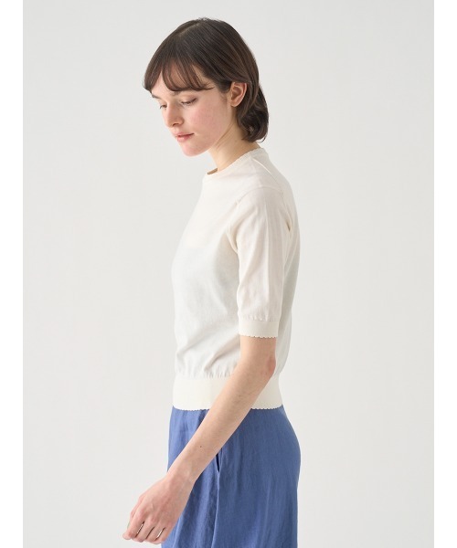 JOHN SMEDLEY(ジョンスメドレー)の「コットンスカラップ半袖ニットプルオーバー(ニット/セーター・レディース・ホワイト系1・S/M)」の5枚目の写真