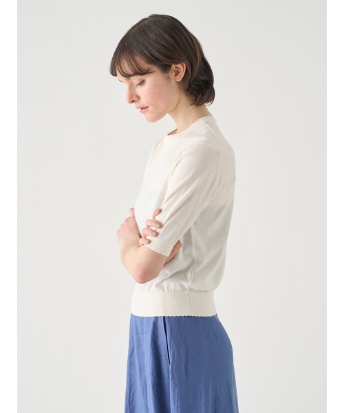 JOHN SMEDLEY(ジョンスメドレー)の「コットンスカラップ半袖ニットプルオーバー(ニット/セーター・レディース・ホワイト系1・S/M)」の6枚目の写真