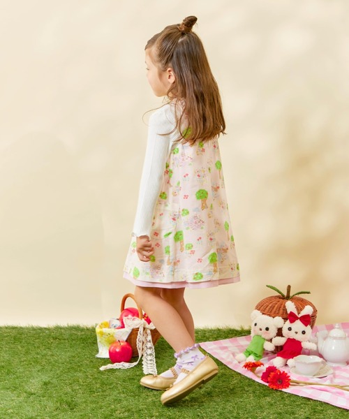 KP(ケーピー)の「ローン総柄×シャンブレー リバーシブルジャンパースカート(ジャンパースカート・キッズ・ブルー/ピンク・90cm/110cm/120cm/100cm)」の5枚目の写真