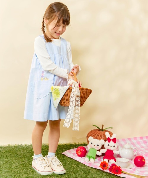 KP(ケーピー)の「ローン総柄×シャンブレー リバーシブルジャンパースカート(ジャンパースカート・キッズ・ブルー/ピンク・90cm/110cm/120cm/100cm)」の15枚目の写真