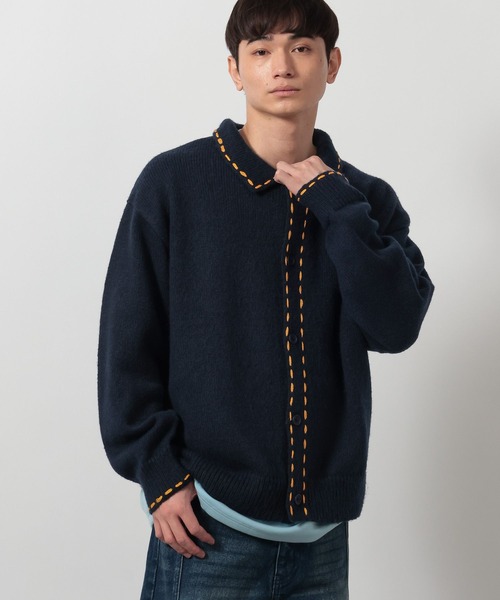 LAKOLE（ラコレ）の「ハンドステッチニットカーデ / 654151（カーディガン/ボレロ・メンズ・グレー/ネイビー・LARGE/MEDIUM）」の19枚目の写真