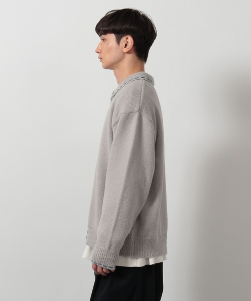 LAKOLE（ラコレ）の「ハンドステッチニットカーデ / 654151（カーディガン/ボレロ・メンズ・グレー/ネイビー・LARGE/MEDIUM）」の3枚目の写真