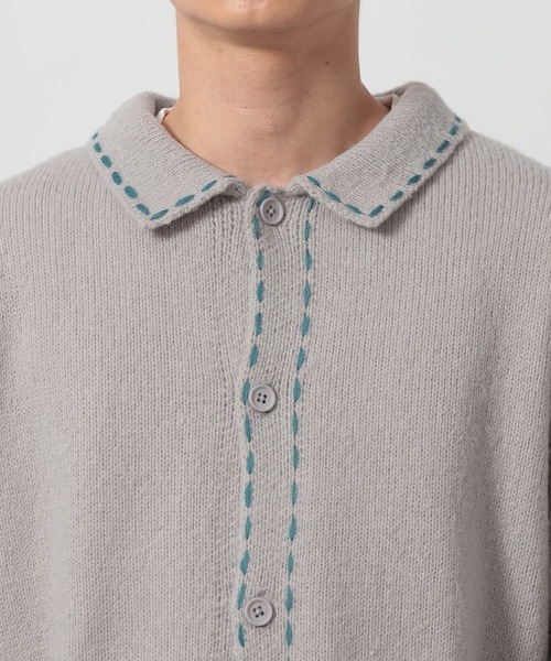 LAKOLE（ラコレ）の「ハンドステッチニットカーデ / 654151（カーディガン/ボレロ・メンズ・グレー/ネイビー・LARGE/MEDIUM）」の5枚目の写真