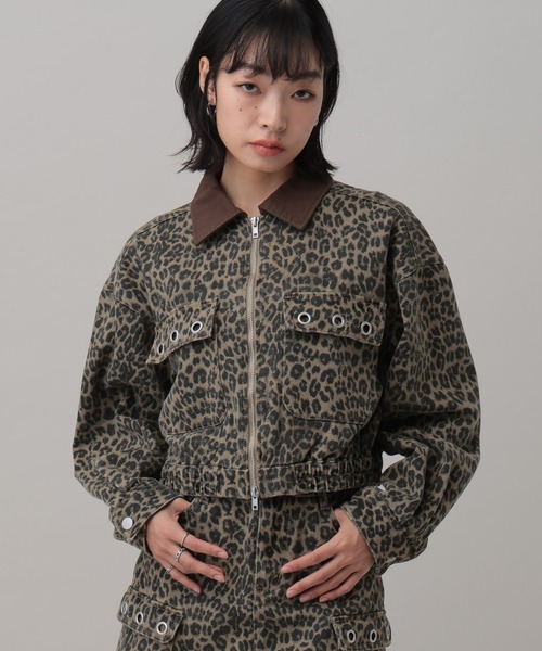 3.3 Field Trip （3.3フィールドトリップ）の「【セットアップ着用可能】3.3 Field Trip／アイレットデザインワークジャケット（ブルゾン・レディース・ブラック/カモフラージュ/レオパード・FREE）」の3枚目の写真