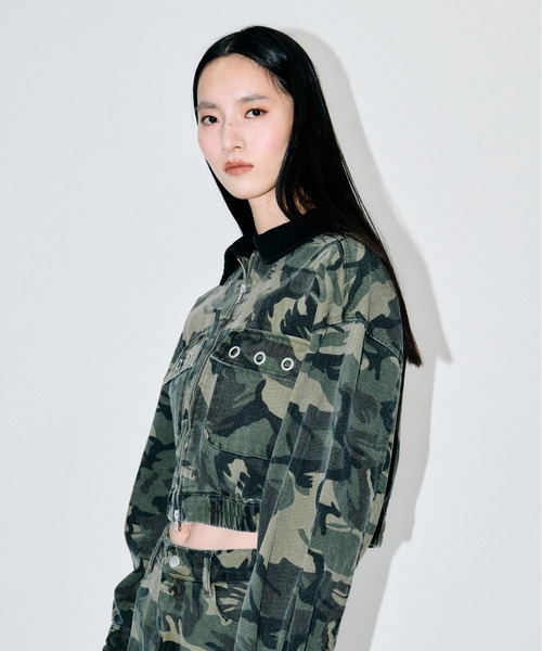 3.3 Field Trip （3.3フィールドトリップ）の「【セットアップ着用可能】3.3 Field Trip／アイレットデザインワークジャケット（ブルゾン・レディース・ブラック/カモフラージュ/レオパード・FREE）」の11枚目の写真