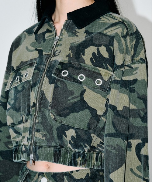 3.3 Field Trip （3.3フィールドトリップ）の「【セットアップ着用可能】3.3 Field Trip／アイレットデザインワークジャケット（ブルゾン・レディース・ブラック/カモフラージュ/レオパード・FREE）」の12枚目の写真