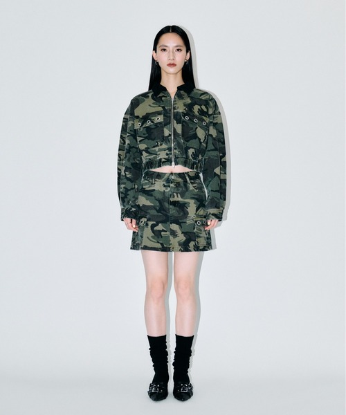 3.3 Field Trip （3.3フィールドトリップ）の「【セットアップ着用可能】3.3 Field Trip／アイレットデザインワークジャケット（ブルゾン・レディース・ブラック/カモフラージュ/レオパード・FREE）」の4枚目の写真