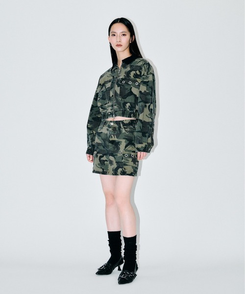 3.3 Field Trip （3.3フィールドトリップ）の「【セットアップ着用可能】3.3 Field Trip／アイレットデザインワークジャケット（ブルゾン・レディース・ブラック/カモフラージュ/レオパード・FREE）」の7枚目の写真