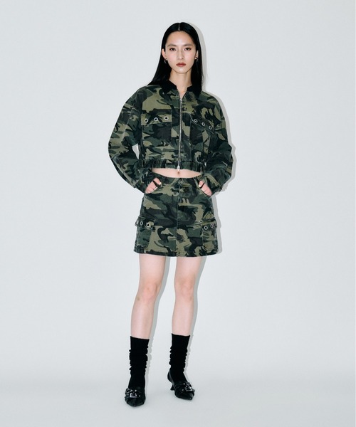 3.3 Field Trip （3.3フィールドトリップ）の「【セットアップ着用可能】3.3 Field Trip／アイレットデザインワークジャケット（ブルゾン・レディース・ブラック/カモフラージュ/レオパード・FREE）」の6枚目の写真