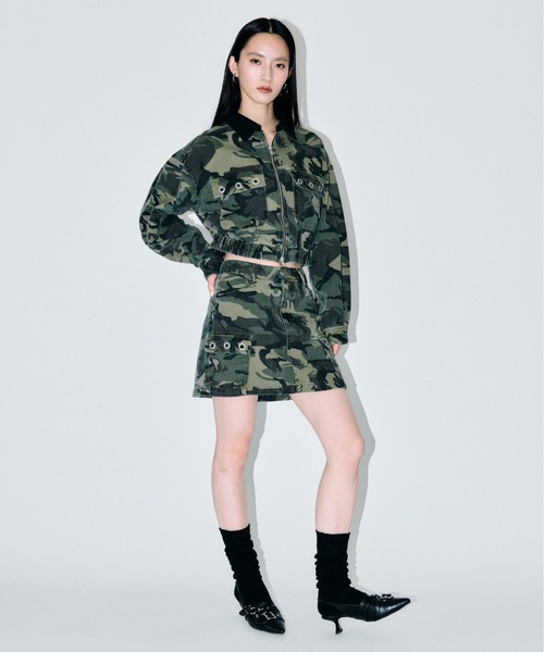 3.3 Field Trip （3.3フィールドトリップ）の「【セットアップ着用可能】3.3 Field Trip／アイレットデザインワークジャケット（ブルゾン・レディース・ブラック/カモフラージュ/レオパード・FREE）」の5枚目の写真