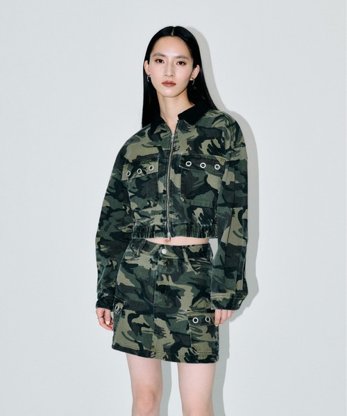 3.3 Field Trip （3.3フィールドトリップ）の「【セットアップ着用可能】3.3 Field Trip／アイレットデザインワークジャケット（ブルゾン・レディース・ブラック/カモフラージュ/レオパード・FREE）」の9枚目の写真