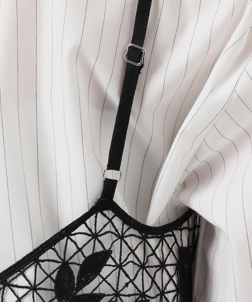 B.C STOCK(ベーセーストック)の「《2枚セット》レースキャミ付きシャツブラウス(シャツ/ブラウス・レディース・ブラック/ホワイト・FREE)」の16枚目の写真