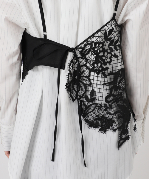 B.C STOCK(ベーセーストック)の「《2枚セット》レースキャミ付きシャツブラウス(シャツ/ブラウス・レディース・ブラック/ホワイト・FREE)」の17枚目の写真