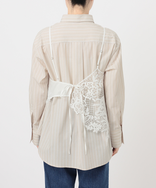 B.C STOCK(ベーセーストック)の「《2枚セット》レースキャミ付きシャツブラウス(シャツ/ブラウス・レディース・ブラック/ホワイト・FREE)」の11枚目の写真