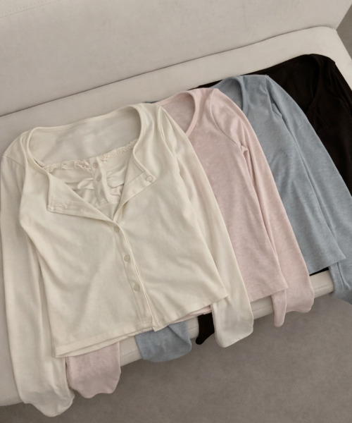 VIVID LADY(ビビッドレディー)の「ヘンリーレースキャミ×ショートカーデ アンサンブル(アンサンブル・レディース・ブラウン/グレー/ピンク/クリーム・FREE)」の15枚目の写真
