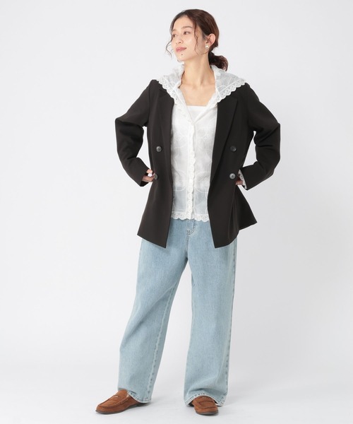 studio CLIP(スタディオクリップ)の「レースフードシャツブルゾン(シャツ/ブラウス・レディース・オフホワイト/ネイビー・FREE)」の12枚目の写真