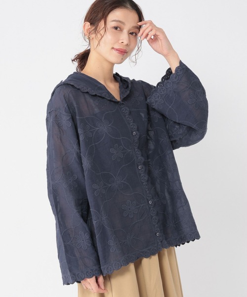studio CLIP(スタディオクリップ)の「レースフードシャツブルゾン(シャツ/ブラウス・レディース・オフホワイト/ネイビー・FREE)」の13枚目の写真