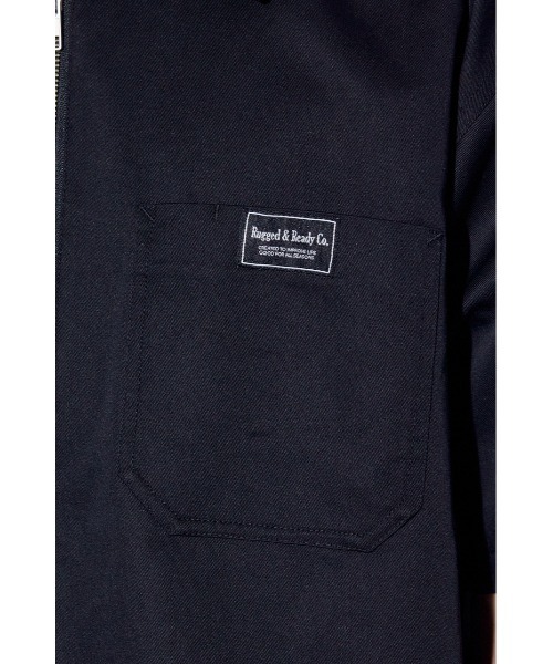 AZUL by moussy（アズールバイマウジー）の「ハーフジップワークシャツ（シャツ/ブラウス・メンズ・ブラック/ベージュ・MEDIUM/LARGE）」の13枚目の写真