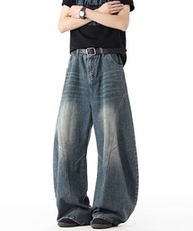 EFFECTION（エフェクション）の「【neos】ユニセックス ヴィンテージ ウォッシュ 立体 ルーズ カーブ ワイド デニム パンツ メンズ レディース（デニムパンツ）」