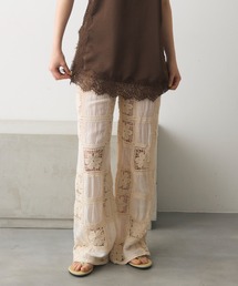 flower crochet patchwork pants / フラワークロシェパッチワークパンツ