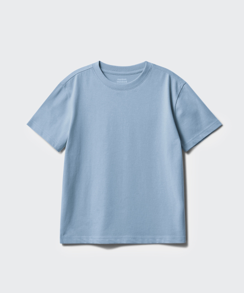 MUSINSA STANDARD KIDS（ムシンサスタンダードキッズ）の「[クールスタンダード] リラックスドクルーネックTシャツ [スカイブルー]（Tシャツ/カットソー・レディース・その他・110/120/130/140/150/160）」の4枚目の写真