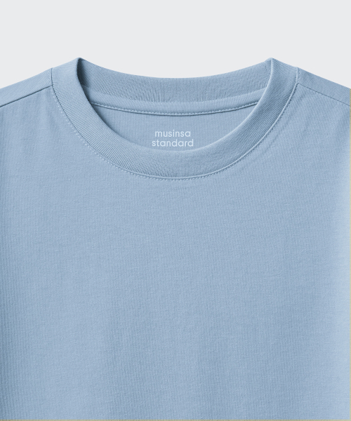 MUSINSA STANDARD KIDS（ムシンサスタンダードキッズ）の「[クールスタンダード] リラックスドクルーネックTシャツ [スカイブルー]（Tシャツ/カットソー・レディース・その他・110/120/130/140/150/160）」の6枚目の写真