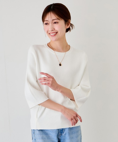 Jayro(ジャイロ)の「シルキータッチパフスリーブニット(Tシャツ/カットソー・レディース・ブラック/グレー/ホワイト系その他/レッド/イエロー・M)」の2枚目の写真