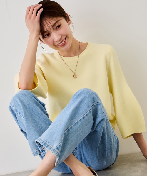 Jayro(ジャイロ)の「シルキータッチパフスリーブニット(Tシャツ/カットソー・レディース・ブラック/グレー/ホワイト系その他/レッド/イエロー・M)」の1枚目の写真