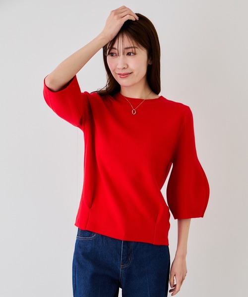 Jayro(ジャイロ)の「シルキータッチパフスリーブニット(Tシャツ/カットソー・レディース・ブラック/グレー/ホワイト系その他/レッド/イエロー・M)」の12枚目の写真