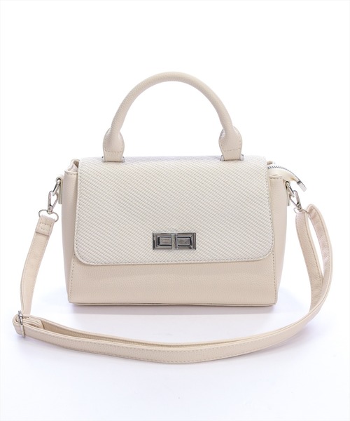 CLEAR BASIC（クリアベーシック）の「ロゴメタル2WAYフラップハンドバッグ［大人 カジュアル 着回し力抜群］（ハンドバッグ・レディース・ブラック/ブルーグレー/アイボリー・F）」の22枚目の写真