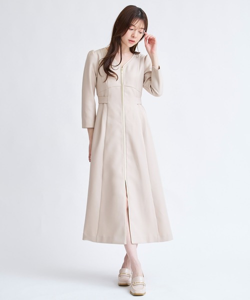 NOELA（ノエラ）の「フロントファスナーパイピングワンピース（ワンピース・レディース・ブラック/ベージュ・M/S）」の3枚目の写真