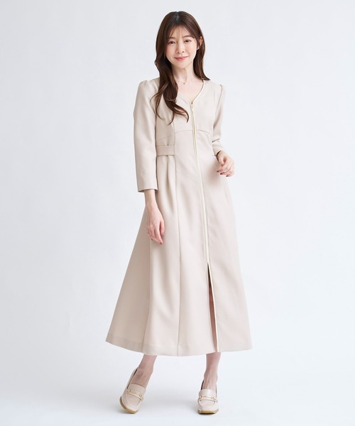 NOELA（ノエラ）の「フロントファスナーパイピングワンピース（ワンピース・レディース・ブラック/ベージュ・M/S）」の4枚目の写真