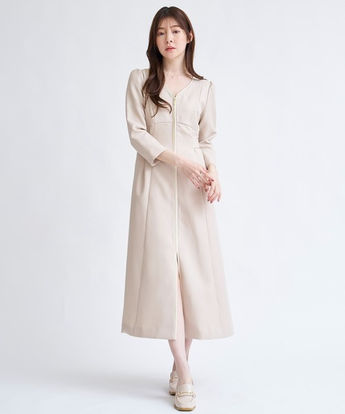 NOELA（ノエラ）の「フロントファスナーパイピングワンピース（ワンピース・レディース・ブラック/ベージュ・M/S）」の5枚目の写真