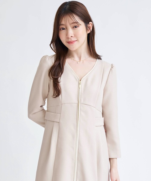 NOELA（ノエラ）の「フロントファスナーパイピングワンピース（ワンピース・レディース・ブラック/ベージュ・M/S）」の12枚目の写真