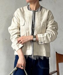 un dix cors（アンディコール）の「ノーカラージップデニムブルゾン（デニムジャケット）」
