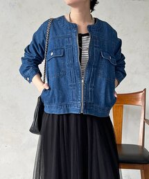 un dix cors（アンディコール）の「ノーカラージップデニムブルゾン（デニムジャケット）」