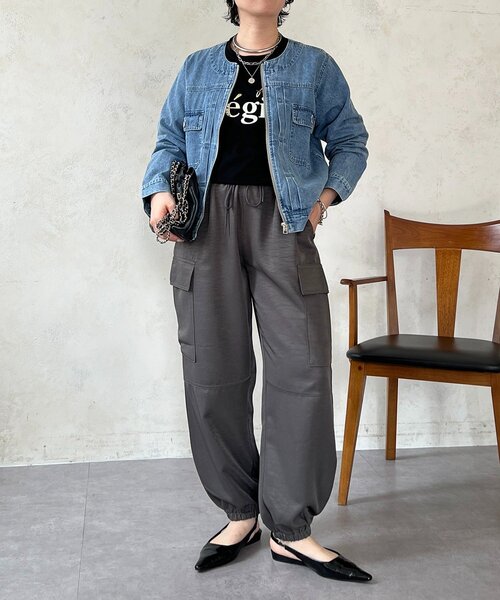 un dix cors（アンディコール）の「ノーカラージップデニムブルゾン（デニムジャケット・レディース・インディゴブルー/オフホワイト/ブルー・FREE）」の14枚目の写真