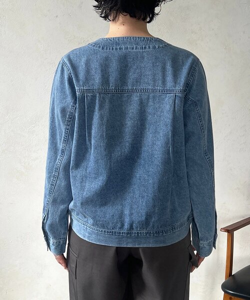 un dix cors（アンディコール）の「ノーカラージップデニムブルゾン（デニムジャケット・レディース・インディゴブルー/オフホワイト/ブルー・FREE）」の20枚目の写真