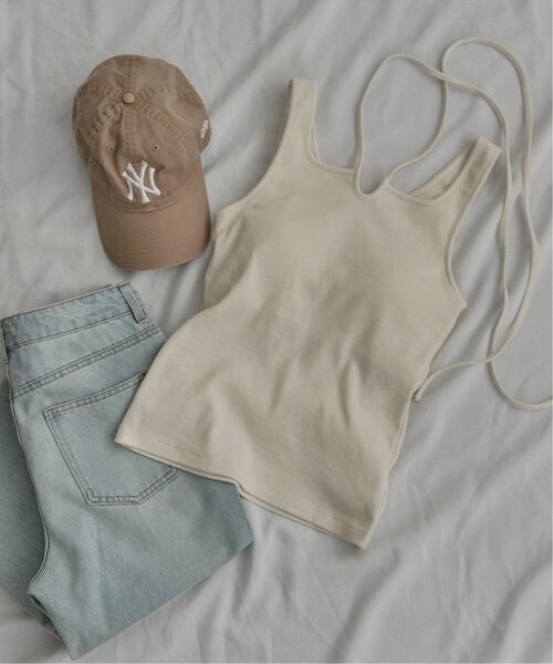 notch.（ノッチ）の「カップ付きコードリボンタンクトップ（タンクトップ・レディース・ブラック/アイボリー・M）」の2枚目の写真