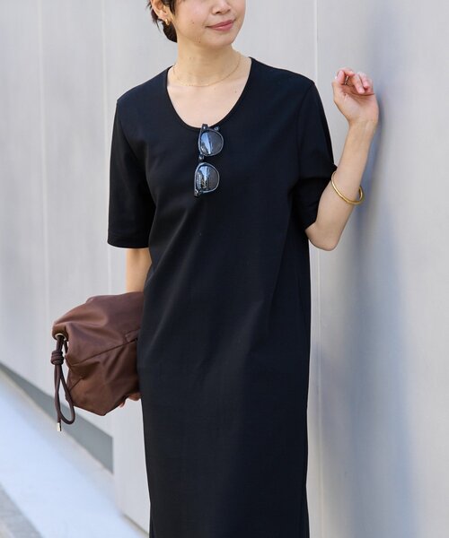 RIVE DROITE（リヴドロワ）の「予約【接触冷感・紫外線防止素材】ゴブソデカットソーワンピース（ワンピース・レディース・ブラック/ブラウン・40/38/36）」の6枚目の写真