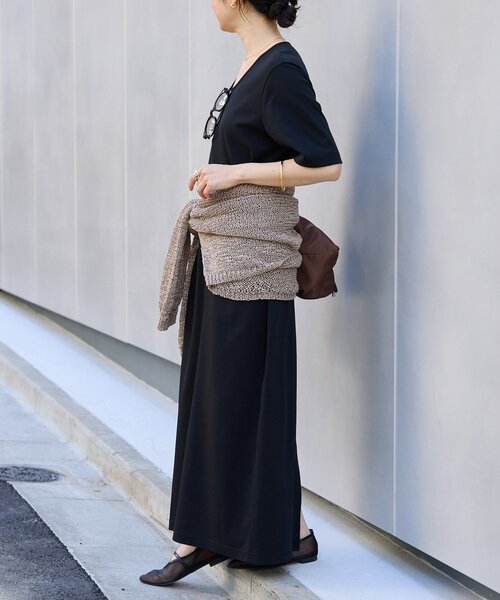 RIVE DROITE（リヴドロワ）の「予約【接触冷感・紫外線防止素材】ゴブソデカットソーワンピース（ワンピース・レディース・ブラック/ブラウン・40/38/36）」の9枚目の写真